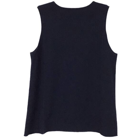 J CREW Collection Pure Cashmere Navy Blue Sweater Tank Shell Top sz M - Picture 2 of 6